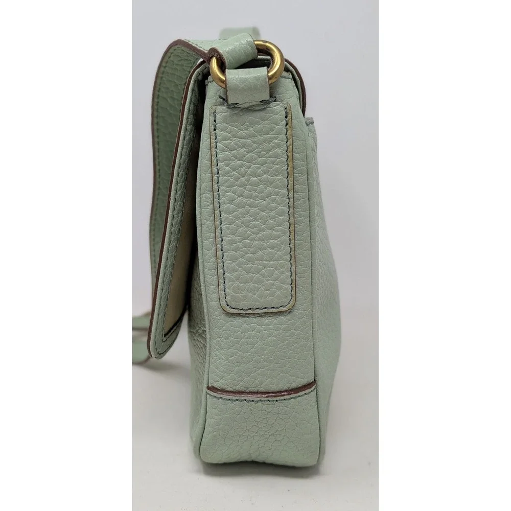 Fossil Memoir Flap Seafoam Mint Green Leather Crossbody Satchel Bag ZB5413 Dust